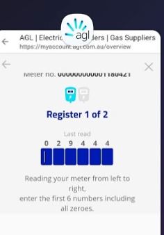 Unable to enter meter read via app Neighbourhood AGL