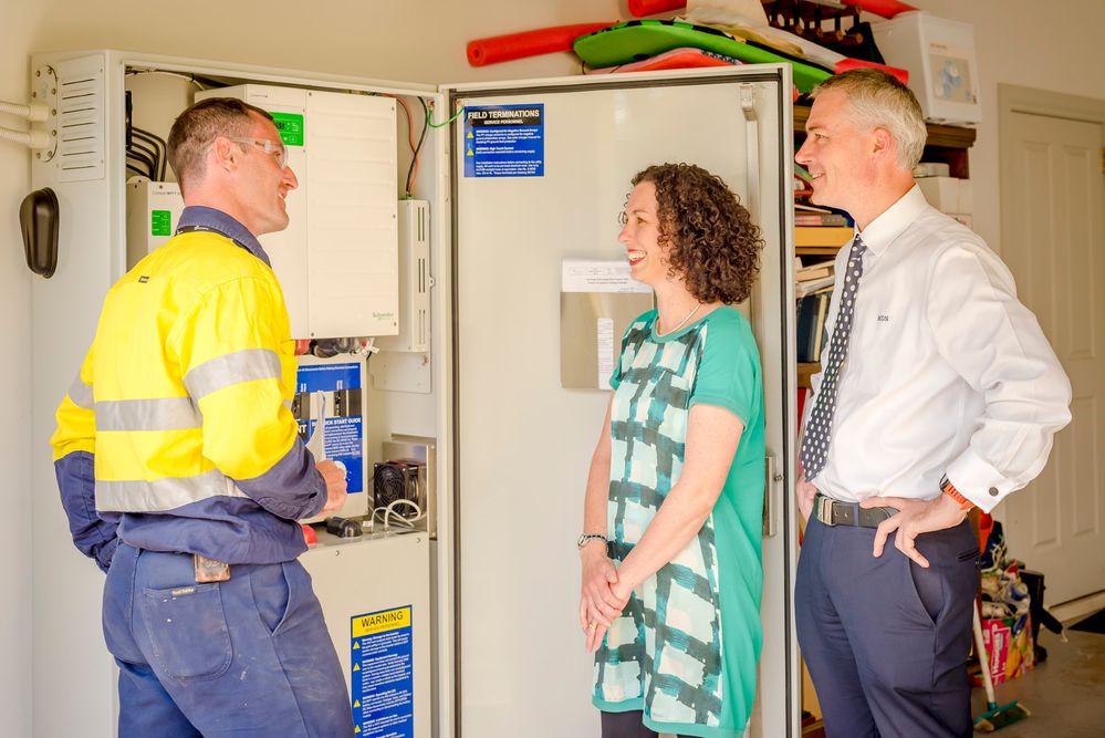 Stuart, the installer, explaining the battery operation.