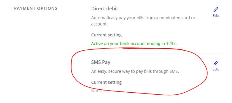 SMS opt out. No message icon in myaccount Neighbourhood AGL