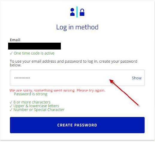 Password reset error