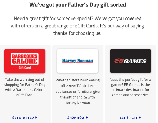 Email offer of Gift Cards Neighbourhood AGL