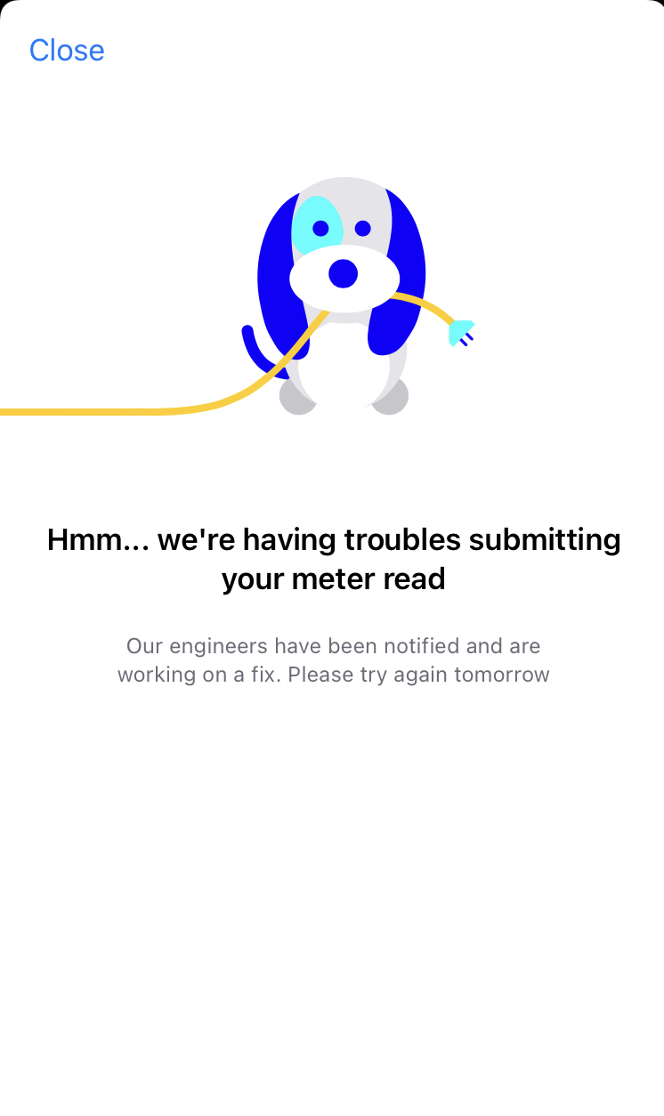 AGL App cannot submit meter read Neighbourhood AGL