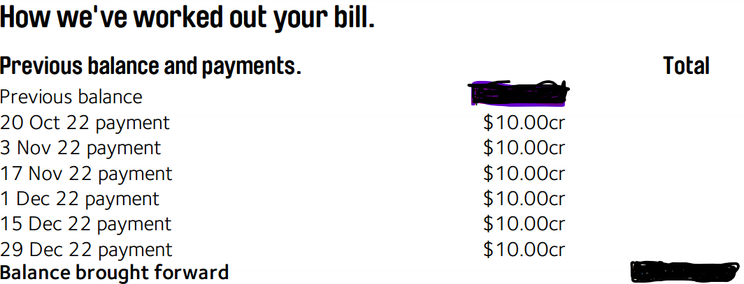 view receipts of payments Neighbourhood AGL