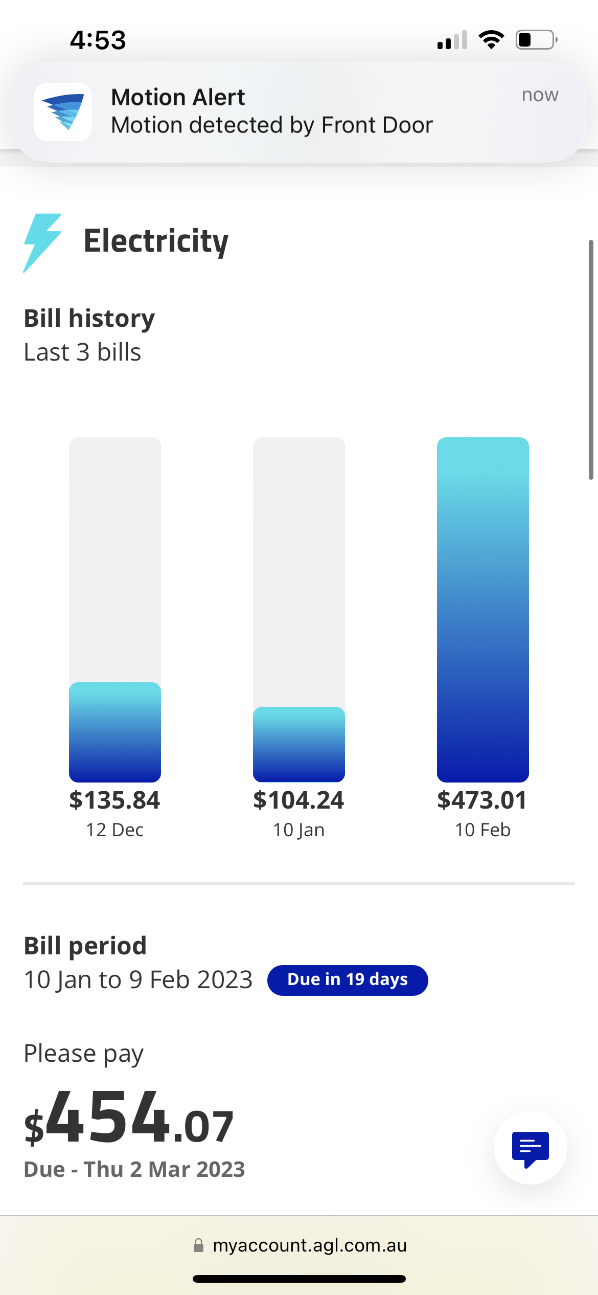 Monthly electricity bill tripled Neighbourhood AGL