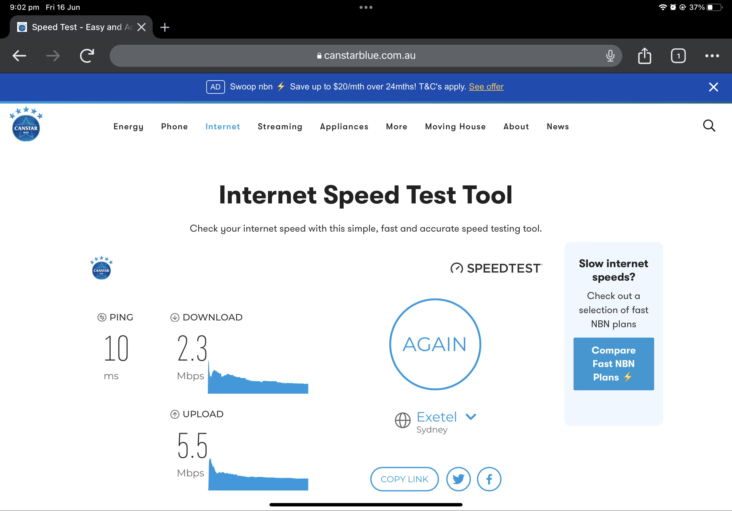 NBN speed super slow during night 1 2M for a home