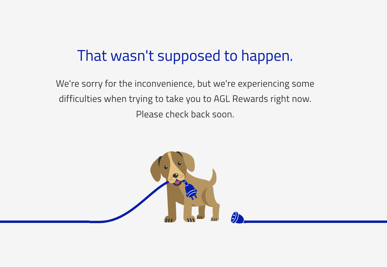 Error displayed when accessing Rewards page Neighbourhood AGL