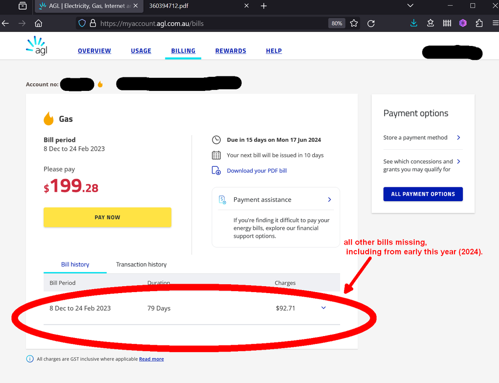 all, except 1, bills missing