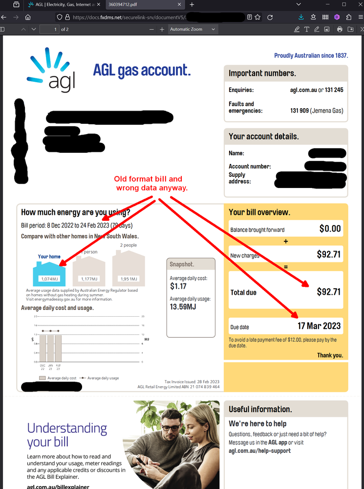 PDF is an OLD bill and certainly does not match the amount owing
